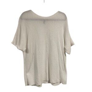 Eileen Fisher Organic‎ Cotton Ribbed Short Sleeve White Sweater Size L